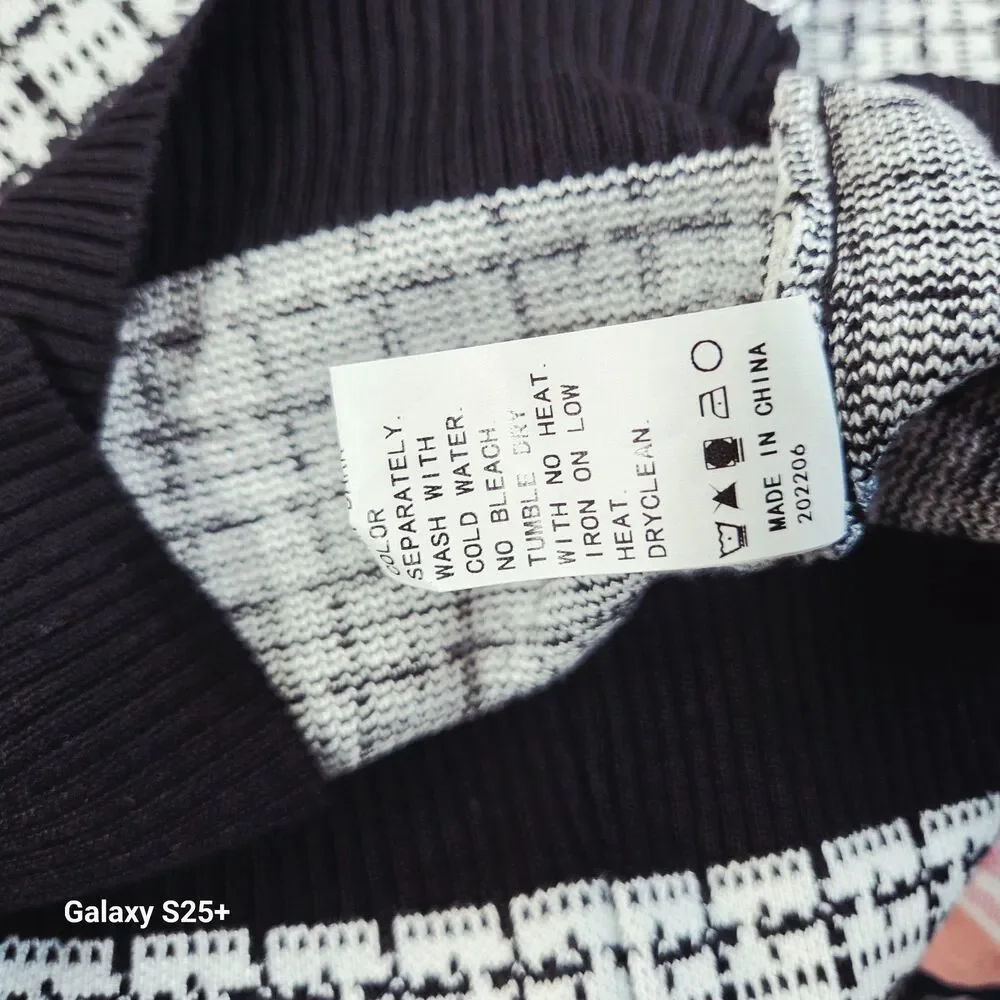 Toddler Girls Black White Tweed Knit Cardigan Sweater Size 3Y